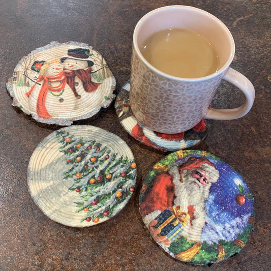 Christmas Wooden Coasters - Set of Four