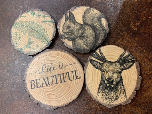 Nature Wooden Coasters - Set of Four